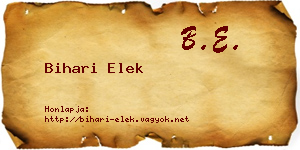 Bihari Elek névjegykártya